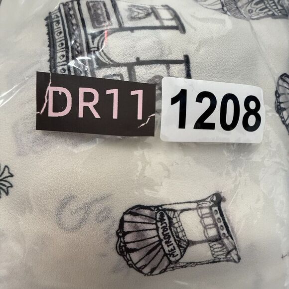 Talbots White and Black Paris Pop Over Top women Size S Button tie Quiet Luxury - Picture 10 of 10